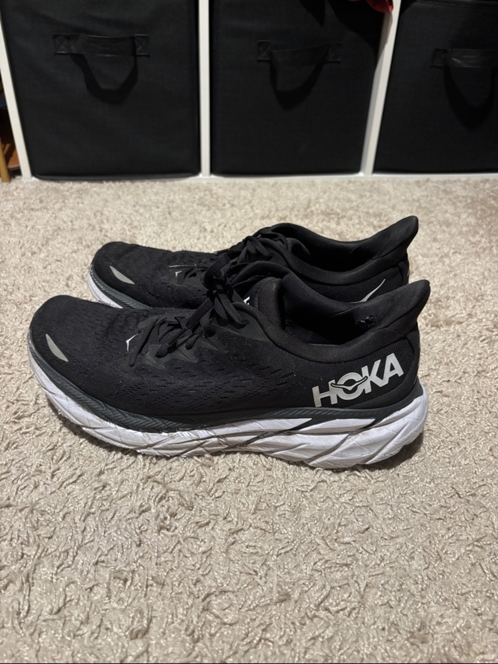 Hoka Black and White Road Running Shoes